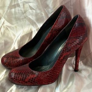 Stuart Weitzman red snake skin heels